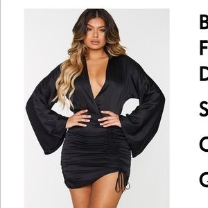 Pretty Little Thing Black Satin Dress